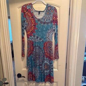 Floral Patterned Long Sleeve Dress